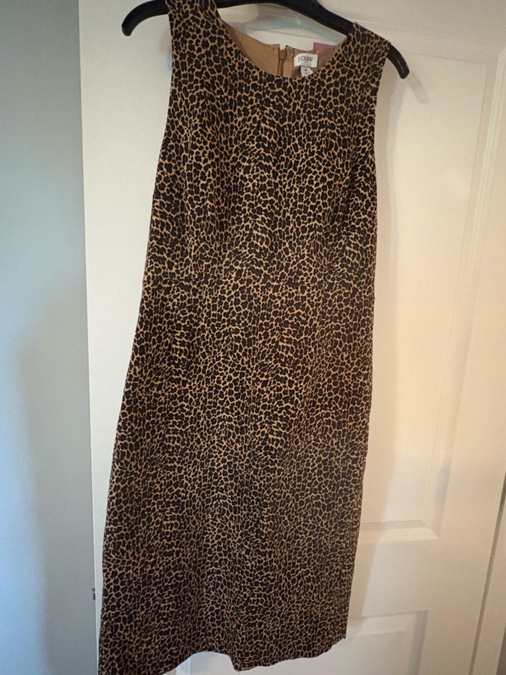 J. Crew Sleeveless Leopard Print dress, worn once, slit in the back, size 8.